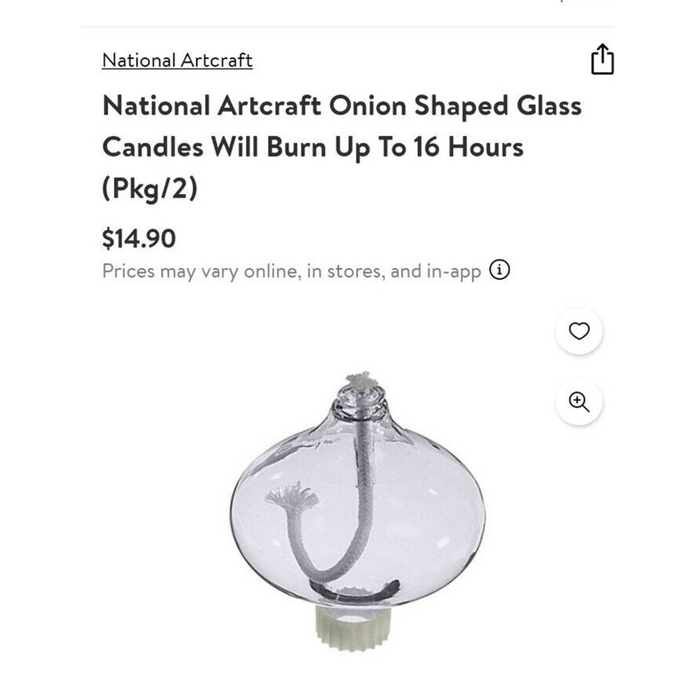 National ArtCraft Glass Candles Oil Candle Inserts in reg candle holder oil lamp